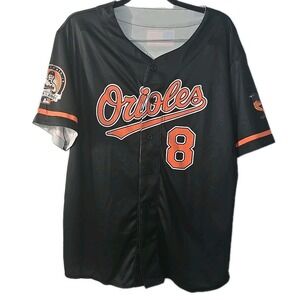 Baltimore Orioles #8 Cal Ripken Jr Black And Orange Baseball Size Large Jersey